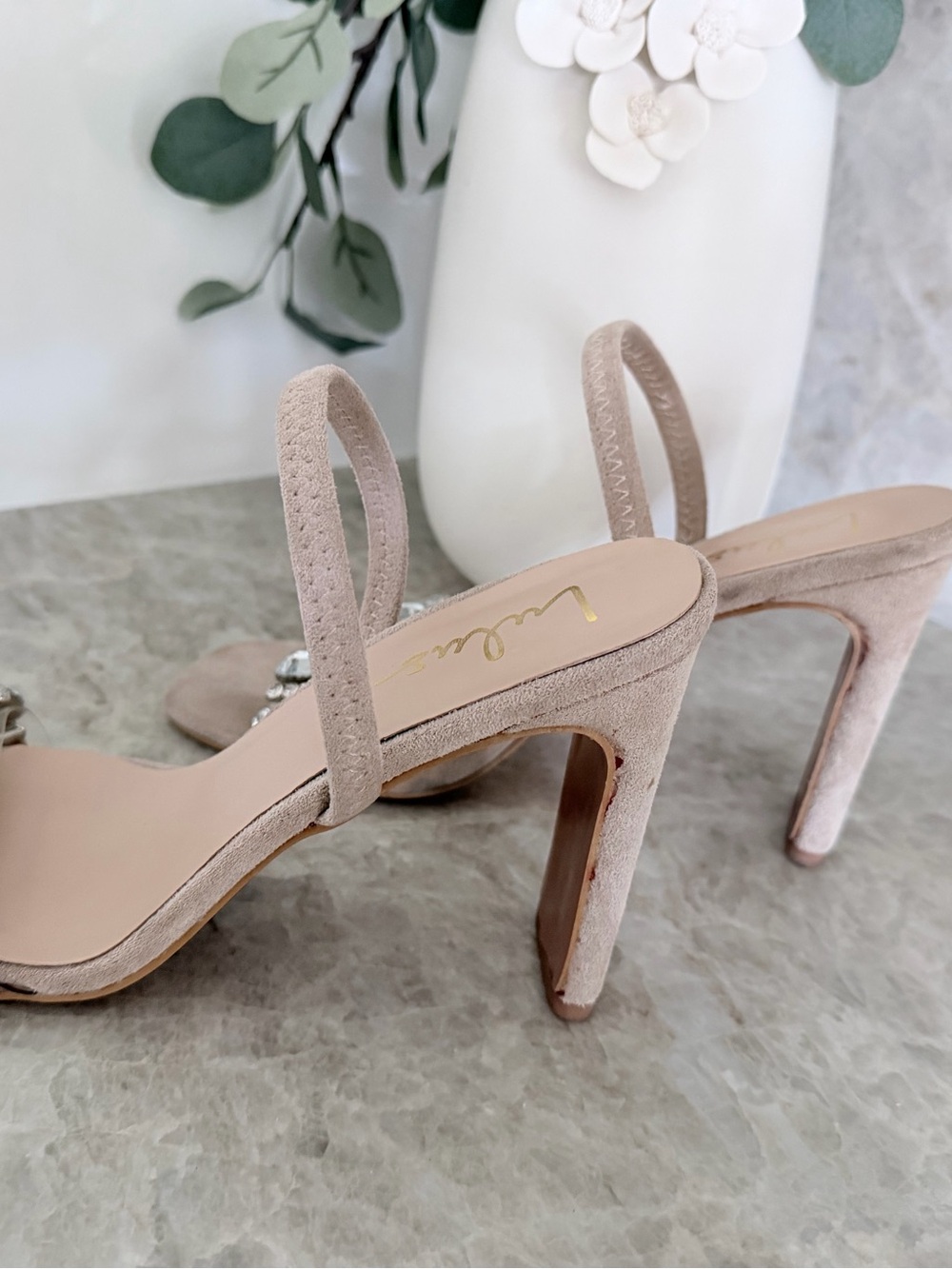 Lulu's Nude Crystal-Strap Block Heels - Picture 9 of 10